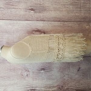 FANG Cream Crochet Fringe Vest